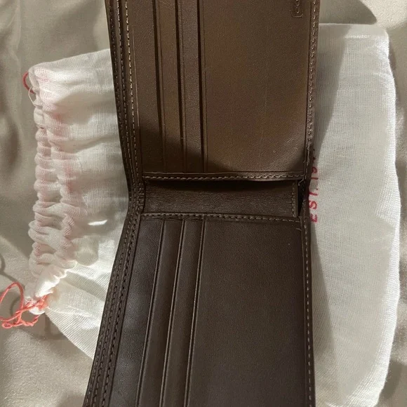 Coach Dark Brown Embossed Leather Wallet